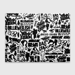 Обложка для студенческого билета Билли Айлиш автографы черно белый