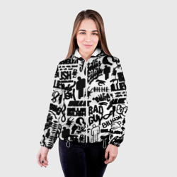 Женская куртка 3D Билли Айлиш автографы черно белый - фото 2