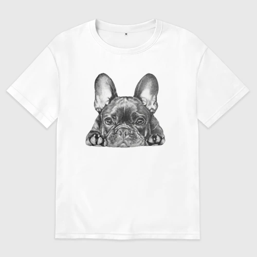 Мужская футболка хлопок Oversize Французский бульдог в своих мыслях 