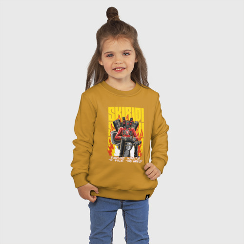 Детский свитшот хлопок с принтом Спикермен на троне, фото на моделе #1