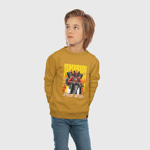Детский свитшот хлопок с принтом Спикермен на троне, вид сбоку #3