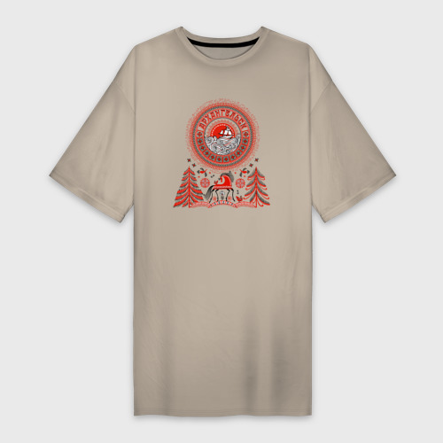 Платье-футболка хлопок Архангельск в стиле мезенской росписи