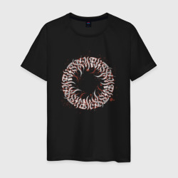 Мужская футболка хлопок Узор каллиграфии имитирующий буквы в круге