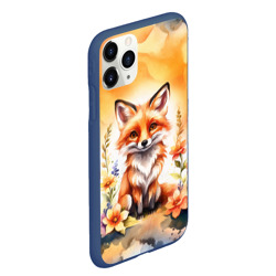 Чехол для iPhone 11 Pro Max матовый Рыжая лиса с цветами акварелью - фото 2