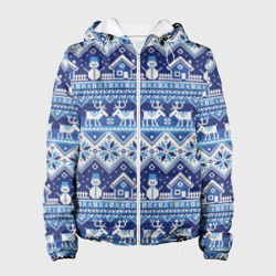 Вязанный зимний пейзаж с оленями – Женская куртка 3D с принтом купить со скидкой в -10%