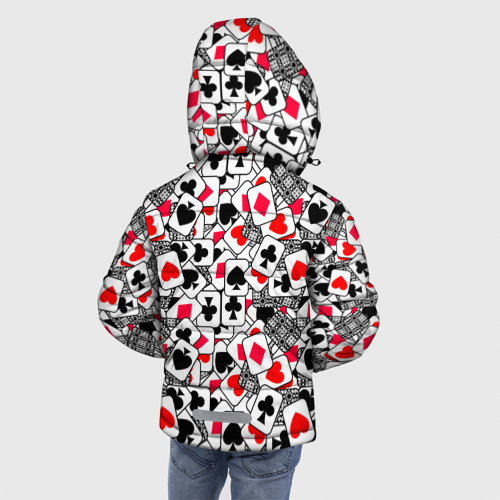 Зимняя куртка для мальчиков 3D с принтом Игральные карты -тузы, вид сзади #2