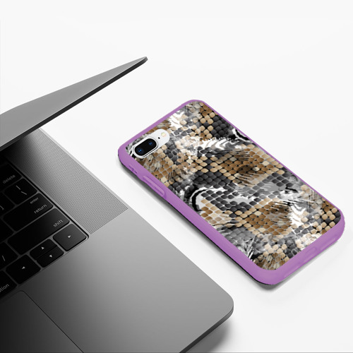Чехол для iPhone 7Plus/8 Plus матовый с принтом Змеиная шкура коричневая, фото #5