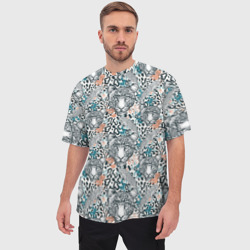 Мужская футболка oversize 3D Дикий тропический ягуар - фото 2