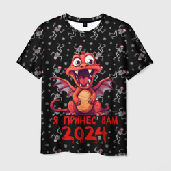 Мужская футболка 3D Красный дракончик принес 2024