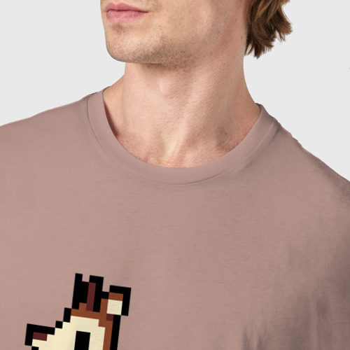 Мужская футболка хлопок Пиксель арт олень новогодний, цвет пыльно-розовый - фото 6