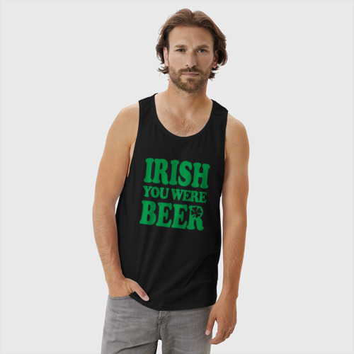 Мужская майка хлопок Irish you were beer, цвет черный - фото 3