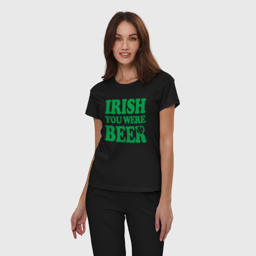 Женская пижама хлопок Irish you were beer, цвет черный - фото 3