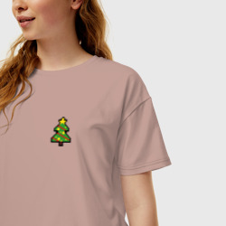 Женская футболка хлопок Oversize Пиксель арт елочка - фото 2