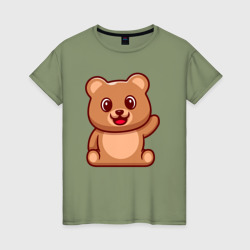 Женская футболка хлопок Привет от медвежонка