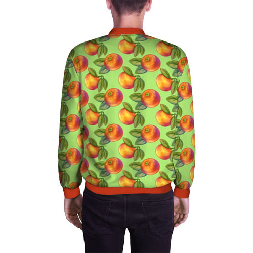 Мужской бомбер 3D Апельсинки с листьями, цвет красный - фото 4