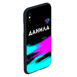 Чехол для iPhone XS Max матовый Данила и неоновый герб России посередине - фото 2