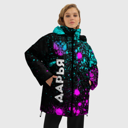 Женская зимняя куртка Oversize Дарья и неоновый герб России по-вертикали - фото 2