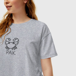 Женская футболка хлопок Oversize Рак знак зодиака астрология - фото 2