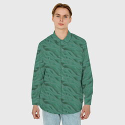 Мужская рубашка oversize 3D Паттерн из зелёных актиний - фото 2