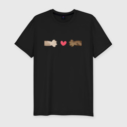Мужская футболка хлопок Slim Кошачьи лапки и сердце