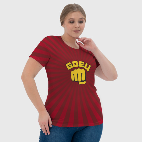 Женская футболка 3D Боец - Удар кулака, цвет 3D печать - фото 6