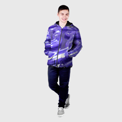 Мужская куртка 3D Фиолетовая вязкая абстракция  - фото 2