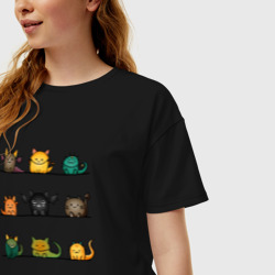 Женская футболка хлопок Oversize Кошки дракошки - фото 2