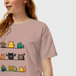 Женская футболка хлопок Oversize Кошки дракошки - фото 2