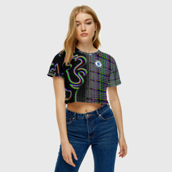 Женская футболка Crop-top 3D Chelsea fc glitch - фото 2