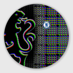 Круглый коврик для мышки Chelsea fc glitch