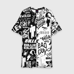 Детское платье 3D Billie Eilish чернобелые битва лого
