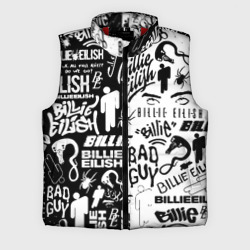 Мужской жилет утепленный 3D Billie Eilish чернобелые битва лого
