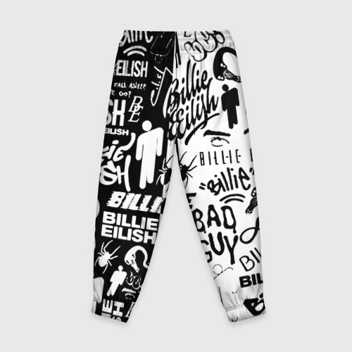 Детские брюки 3D Billie Eilish чернобелые битва лого, цвет 3D печать - фото 2