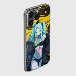 Чехол для iPhone 16 Pro Max силиконовый с защитой камеры Ребекка с коктейлем в купальнике - Киберпанк - фото 2