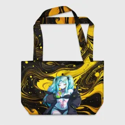 Пляжная сумка 3D Ребекка с коктейлем в купальнике - Киберпанк