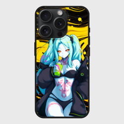 Чехол силиконовый для Apple iPhone 15 Pro матовый Ребекка с коктейлем в купальнике - Киберпанк
