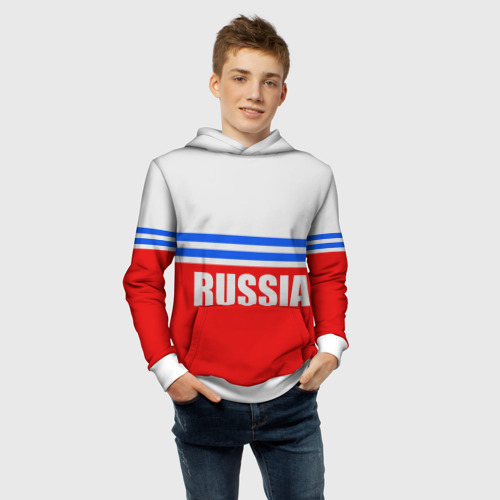 Детская толстовка 3D Russia - classic sport, цвет белый - фото 6