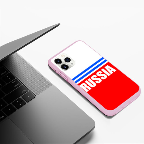 Чехол для iPhone 11 Pro Max матовый Russia - classic sport, цвет розовый - фото 5