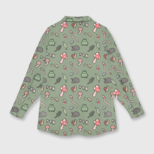 Женская рубашка oversize 3D с принтом Goblincore - паттерн, вид сзади #1
