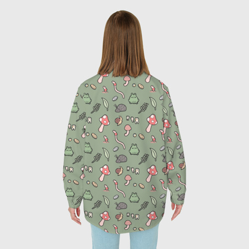 Женская рубашка oversize 3D с принтом Goblincore - паттерн, вид сзади #2