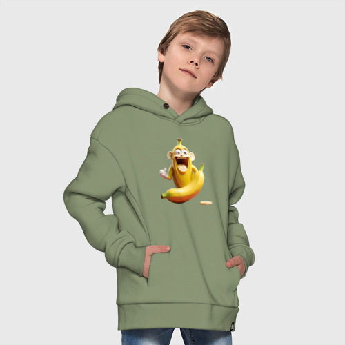 Детское худи Oversize хлопок Забавный банановый монстр, цвет авокадо - фото 9