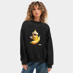 Женский свитшот oversize без начеса хлопок Забавный банановый монстр - фото 2