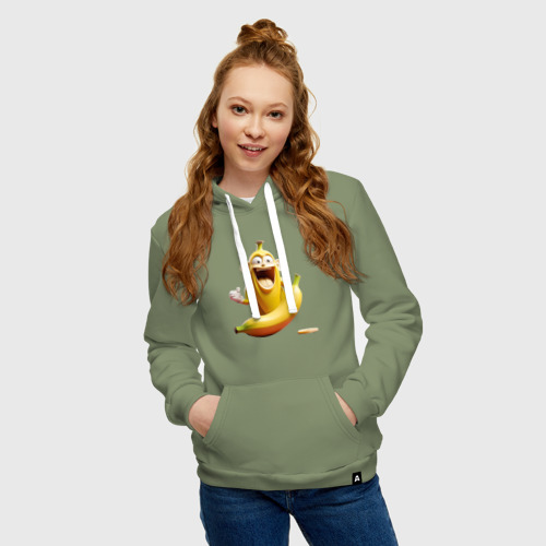 Женская толстовка хлопок с принтом Забавный банановый монстр, фото на моделе #1