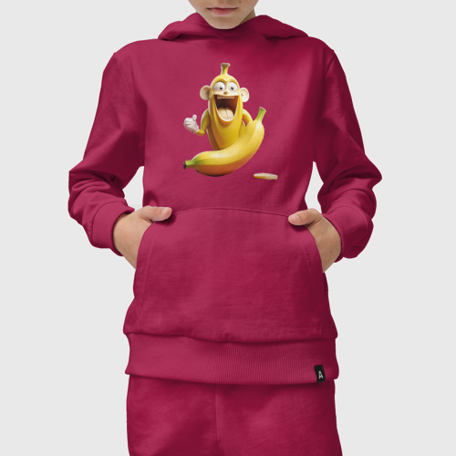 Детский костюм с толстовкой хлопок с принтом Забавный банановый монстр, вид сбоку #3
