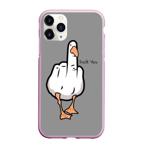 Чехол для iPhone 11 Pro Max матовый Duck you, цвет розовый