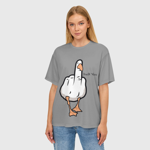 Женская футболка oversize 3D Duck you, цвет 3D печать - фото 3