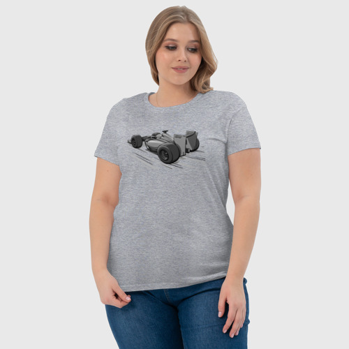 Женская футболка хлопок с принтом Formula 1 серая, фото #4