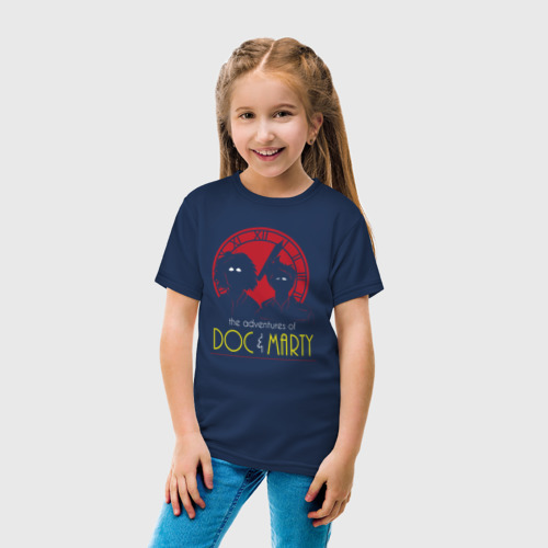 Детская футболка хлопок Приключения Марти и Дока, цвет темно-синий - фото 5