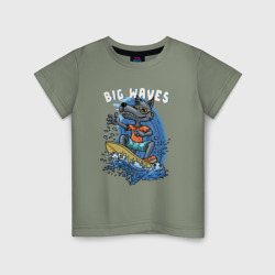 Волк катается на волнах – Детская футболка хлопок с принтом купить со скидкой в -20%