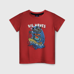 Волк катается на волнах – Детская футболка хлопок с принтом купить со скидкой в -20%